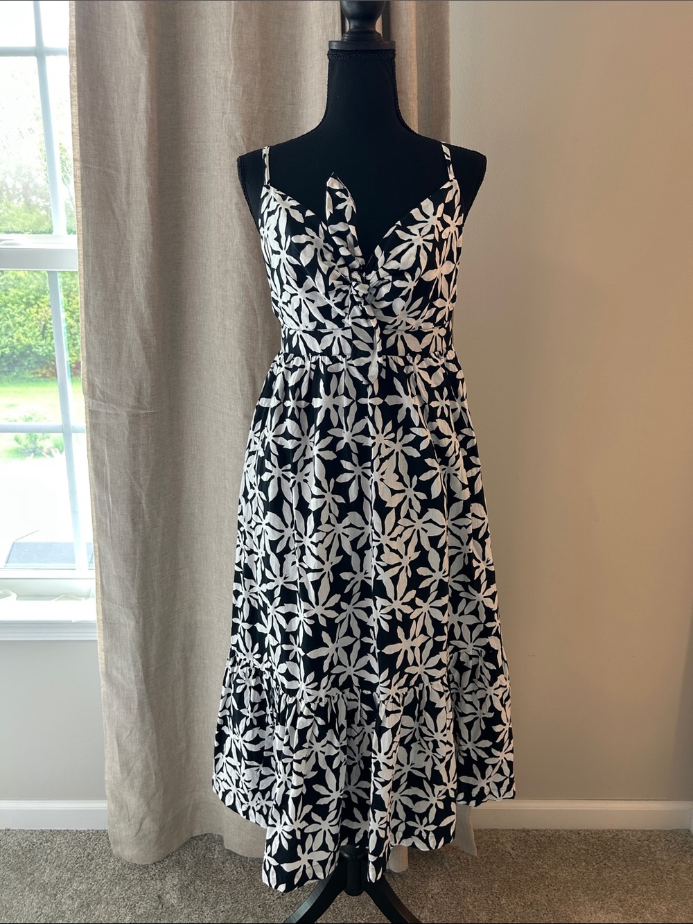 J. Crew Factory Black and White Floral Midi Dress